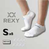 Darrahopens Fashion > Men's Fashion > Men's Underwear & Socks 8X Rexy Seamless Sport Sneakers Socks Small Non-Slip Heel Tab WHITE