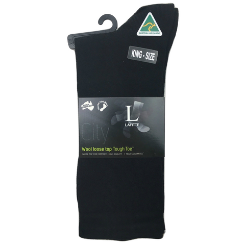 Darrahopens Fashion > Men's Fashion > Men's Underwear & Socks AUSTRALIAN MADE Wool Loose Top Socks Wide Top Comfort High Quality Tough Toe - Black - 6-10