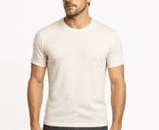 Mens 100% Pure Merino Wool Crew Neck Short Sleeve Top T Shirt Thermal Underwear - Natural In Australia - Darrahopens
