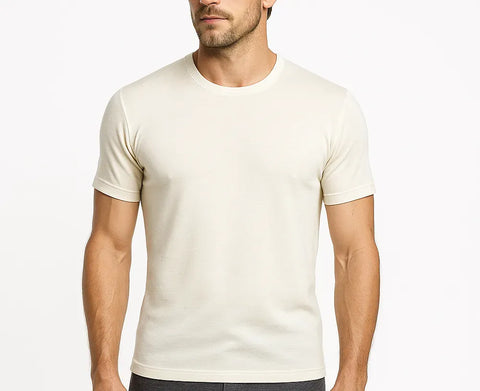 Darrahopens Fashion > Men's Fashion > Men's Underwear & Socks Mens 100% Pure Merino Wool Crew Neck Short Sleeve Top T Shirt Thermal Underwear - Natural In Australia - Darrahopens