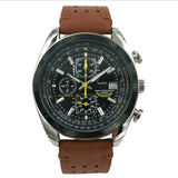 Darrahopens Fashion > Men's Fashion > Men's Watches Brown leather black dial watch Elegant Men's Quartz Chronograph Watch with 42mm Case and Perpetual Calendar