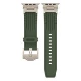 Darrahopens Fashion > Men's Fashion > Men's Watches Olive Green Rugged Tactical Silicone Strap for Apple Watch Ultra & Series - Heavy-Duty Metal Clasp