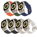 Darrahopens Fashion > Men's Fashion > Men's Watches Olive Green Rugged Tactical Silicone Strap for Apple Watch Ultra & Series - Heavy-Duty Metal Clasp