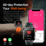 Darrahopens Fashion > Men's Fashion > Men's Watches Rugged Outdoor Smart Watch for Men - 1100mAh Extra Long Battery with LED Flashlight & Compass - 2.01" HD Screen Bluetooth Calling IP68 Waterproof Fitness Tracker - Black