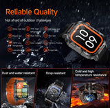 Darrahopens Fashion > Men's Fashion > Men's Watches Rugged Outdoor Smart Watch for Men - 1100mAh Extra Long Battery with LED Flashlight & Compass - 2.01" HD Screen Bluetooth Calling IP68 Waterproof Fitness Tracker - Black