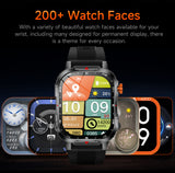 Darrahopens Fashion > Men's Fashion > Men's Watches Rugged Outdoor Smart Watch for Men - 1100mAh Extra Long Battery with LED Flashlight & Compass - 2.01" HD Screen Bluetooth Calling IP68 Waterproof Fitness Tracker - Orange
