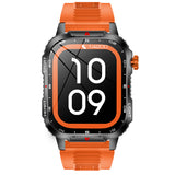 Darrahopens Fashion > Men's Fashion > Men's Watches Rugged Outdoor Smart Watch for Men - 1100mAh Extra Long Battery with LED Flashlight & Compass - 2.01" HD Screen Bluetooth Calling IP68 Waterproof Fitness Tracker - Orange