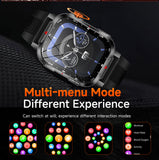 Darrahopens Fashion > Men's Fashion > Men's Watches Rugged Outdoor Smart Watch for Men - 1100mAh Extra Long Battery with LED Flashlight & Compass - 2.01" HD Screen Bluetooth Calling IP68 Waterproof Fitness Tracker - Orange