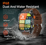 Darrahopens Fashion > Men's Fashion > Men's Watches Rugged Outdoor Smart Watch for Men - 1100mAh Extra Long Battery with LED Flashlight & Compass - 2.01" HD Screen Bluetooth Calling IP68 Waterproof Fitness Tracker - Orange