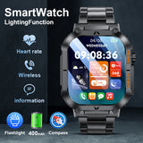 Darrahopens Fashion > Men's Fashion > Men's Watches Smartwatch with Flashlight, Compass & Wireless Calling - Health & Fitness Tracker(Black case with black steel + black silicone)