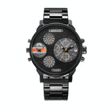 Darrahopens Fashion > Men's Fashion > Men's Watches Stylish Waterproof Dual Quartz Watch With Stainless Steel Band - Orange