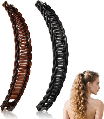 Darrahopens Fashion > Women's Fashion > Women's Accessories 2-pack banana hair clips - Banana hair comb - Double comb - Long hair clip - Fishtail hair clip - Suitable for women and girls