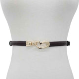 2-Pack Camel-Colour Adjustable Skinny Belt with Heart Buckle