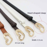 2-Pack Camel-Colour Adjustable Skinny Belt with Heart Buckle