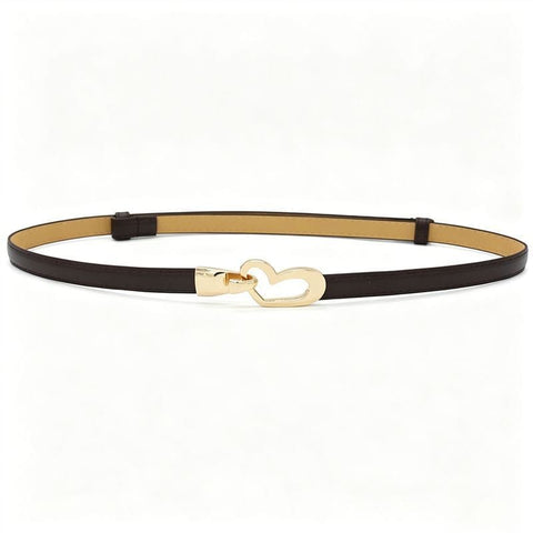 Darrahopens Fashion > Women's Fashion > Women's Accessories 2-Pack Dark-Brown Adjustable Skinny Belt with Heart Buckle