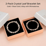 Darrahopens Fashion > Women's Fashion > Women's Accessories 2 Pack Gold and Rose Gold Women's Crystal Leaf Bracelets with Gift Box – Elegant Rhinestone Alloy Link Bracelet, Minimalist Fashion Jewelry Gift for Women