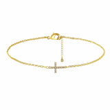Darrahopens Fashion > Women's Fashion > Women's Accessories 2-Pack Gold & Sliver Plated Micro-Paved CZ Mini Cross Bracelet - Dainty Adjustable O-Chain Wrist Jewelry(16-21CM)