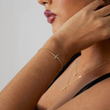 Darrahopens Fashion > Women's Fashion > Women's Accessories 2-Pack Gold & Sliver Plated Micro-Paved CZ Mini Cross Bracelet - Dainty Adjustable O-Chain Wrist Jewelry(16-21CM)