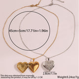 Darrahopens Fashion > Women's Fashion > Women's Accessories 2-Pack Luxury Fading-Resistant Titanium Steel Heart Locket Necklace(Sliver & Gold) - Simple Photo Frame Pendant on Collarbone Chain
