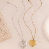 Darrahopens Fashion > Women's Fashion > Women's Accessories 2-Pack Luxury Fading-Resistant Titanium Steel Heart Locket Necklace(Sliver & Gold) - Simple Photo Frame Pendant on Collarbone Chain
