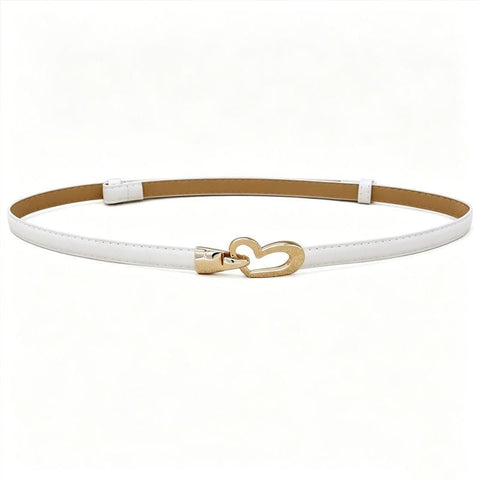 Darrahopens Fashion > Women's Fashion > Women's Accessories 2-Pack White Adjustable Skinny Belt with Heart Buckle