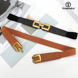 Darrahopens Fashion > Women's Fashion > Women's Accessories 2 Pack Women Skinny Elastic Waist Belt for Dress Ladies Thin Stretch Belt with Gold Buckle