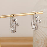 Darrahopens Fashion > Women's Fashion > Women's Accessories 2-Pair Sliver Sparkling Iced Out Rhinestone Cross Hoop Earrings - Punk Elegance Ear Buckle for Women