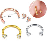 Darrahopens Fashion > Women's Fashion > Women's Accessories 2-PCS Colour G23 Titanium Horseshoe Ring with 5A Zircon Internal Thread for Nose Ear Lip Septum Piercing Hypoallergenic Jewelry for Local Trendsetters