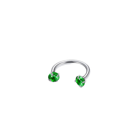Darrahopens Fashion > Women's Fashion > Women's Accessories 2-PCS Emerald G23 Titanium Horseshoe Ring with 5A Zircon Internal Thread for Nose Ear Lip Septum Piercing Hypoallergenic Jewelry for Local Trendsetters