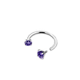 Darrahopens Fashion > Women's Fashion > Women's Accessories 2-PCS Purple orchid G23 Titanium Horseshoe Ring with 5A Zircon Internal Thread for Nose Ear Lip Septum Piercing Hypoallergenic Jewelry for Local Trendsetters