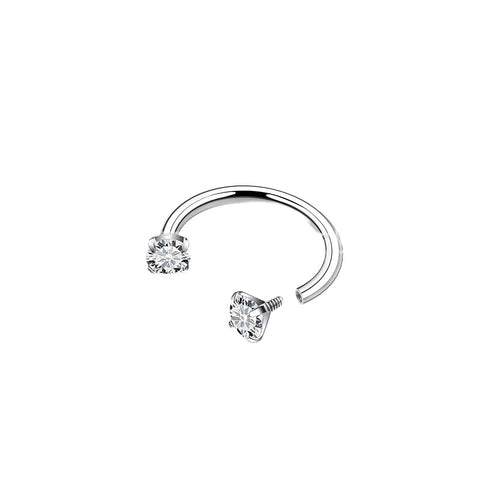 Darrahopens Fashion > Women's Fashion > Women's Accessories 2-PCS White G23 Titanium Horseshoe Ring with 5A Zircon Internal Thread for Nose Ear Lip Septum Piercing Hypoallergenic Jewelry for Local Trendsetters