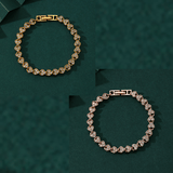 Darrahopens Fashion > Women's Fashion > Women's Accessories 2-piece Aureate and  Rose Gold Luxury Crystal Heart Tennis Bracelet - European Roman Style Pave CZ Diamond Link Chain - Elegant Gold Silver Rose Gold Plated Fashion Jewelry for Women