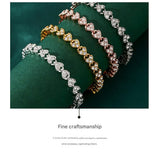Darrahopens Fashion > Women's Fashion > Women's Accessories 2-piece Silvery and  Rose Gold Luxury Crystal Heart Tennis Bracelet - European Roman Style Pave CZ Diamond Link Chain - Elegant Gold Silver Rose Gold Plated Fashion Jewelry for Women