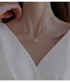 Darrahopens Fashion > Women's Fashion > Women's Accessories 2pc Elegant Interlocking Rings Pendant Necklace with Zirconia Accents - Copper Base, Minimalist Jewelry(platinum)