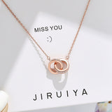 Darrahopens Fashion > Women's Fashion > Women's Accessories 2pc Elegant Interlocking Rings Pendant Necklace with Zirconia Accents - Copper Base, Minimalist Jewelry(platinum)