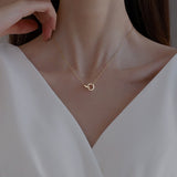 Darrahopens Fashion > Women's Fashion > Women's Accessories 2pc Elegant Interlocking Rings Pendant Necklace with Zirconia Accents - Copper Base, Minimalist Jewelry(Rose gold)