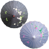 Darrahopens Fashion > Women's Fashion > Women's Accessories 2pc Set Parasol Umbrella Black + White Chinese Japanese Bamboo Flower Pattern