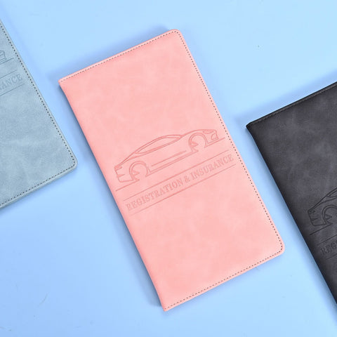 Darrahopens Fashion > Women's Fashion > Women's Accessories 3 Pcs Premium PU Leather Car Registration and Insurance Holder - Slim Auto Document Organizer, Driver's License Wallet and Travel Passport Folder - Pink