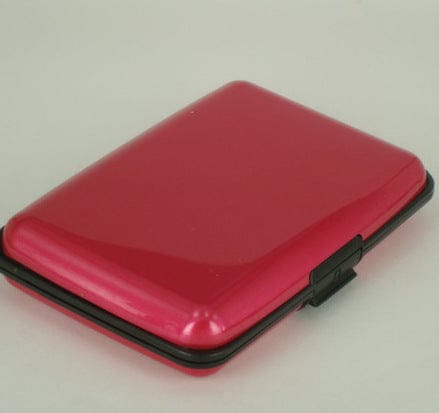 Darrahopens Fashion > Women's Fashion > Women's Accessories 3-Pcs Rose red Slim Aluminium Credit Card Holder RFID Blocking Wallet Hard Shell Case Business Card Organiser Lightweight Pocket Size for Everyday Use
