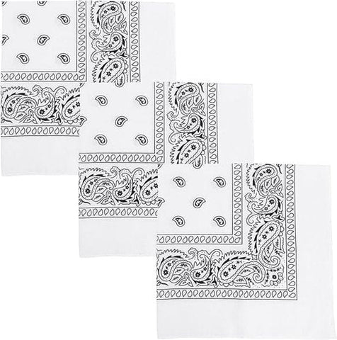 Darrahopens Fashion > Women's Fashion > Women's Accessories 3-Piece Headscarf Set (Square) - Retro Black & White Pattern Headscarf Scarf for Daily Styling, Hairband & Decoration