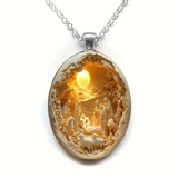 Darrahopens Fashion > Women's Fashion > Women's Accessories 3D Nativity Scene Necklace-  Oval Pendant, Jesus Birth Christmas Easter Gift for Women Men, Zinc Alloy Chain Necklace