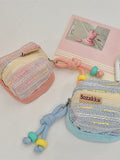 Darrahopens Fashion > Women's Fashion > Women's Accessories 3pc Chic Woven Mini Backpack Pouch - Earphone Case & Coin Purse with Keychain Lanyard(blue)
