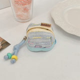 Darrahopens Fashion > Women's Fashion > Women's Accessories 3pc Chic Woven Mini Backpack Pouch - Earphone Case & Coin Purse with Keychain Lanyard(blue)