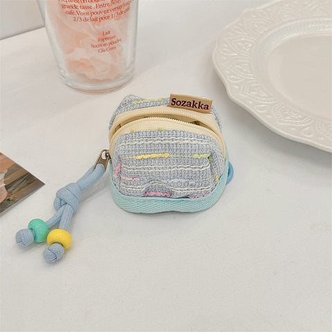 Darrahopens Fashion > Women's Fashion > Women's Accessories 3pc Chic Woven Mini Backpack Pouch - Earphone Case & Coin Purse with Keychain Lanyard(blue)