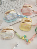 Darrahopens Fashion > Women's Fashion > Women's Accessories 3pc Chic Woven Mini Backpack Pouch - Earphone Case & Coin Purse with Keychain Lanyard(white)