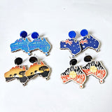 Darrahopens Fashion > Women's Fashion > Women's Accessories 4-Pair Wooden Australia Map Silhouette Earrings - Lightweight Geometric Ear Drops, Cultural Decor Gift