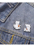 Darrahopens Fashion > Women's Fashion > Women's Accessories 4 PCS Funny White Cat with Knife Enamel Pins Set Cute Cartoon Lapel Badge Brooch for Backpacks Denim Jackets Sassy Aesthetic Gift