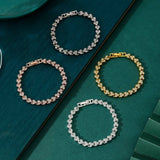 Darrahopens Fashion > Women's Fashion > Women's Accessories 4-piece Aureate and  Silvery and Rose Gold and Dark silver Luxury Crystal Heart Tennis Bracelet - European Roman Style Pave CZ Diamond Link Chain - Elegant Gold Silver Rose Gold Plated Fashion Jewelry for Women