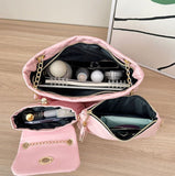 Darrahopens Fashion > Women's Fashion > Women's Accessories 4-Piece PU Leather Rhombus Handbag Set - Large Capacity Shoulder Bag with Secure Zipper & Buckle Closure, Stylish Strap & Charms(Pink)