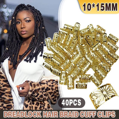 Darrahopens Fashion > Women's Fashion > Women's Accessories 40PCS Gold Dreadlock Hair Braid Cuff Clips Adjustable Beads for Braids and Styling